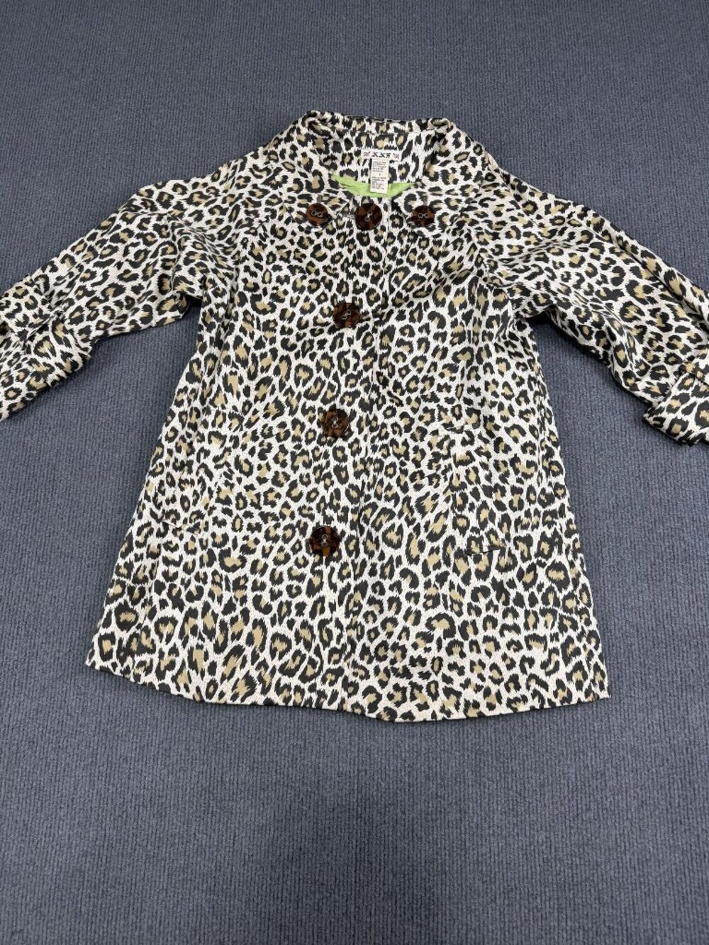 XXI Womens Leopard Print Button Closure Coat S